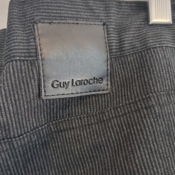 NWOT Guy Laroche Paris Pants Mens 38 Chino Black Stripe Business Formal Casual - Picture 5 of 13